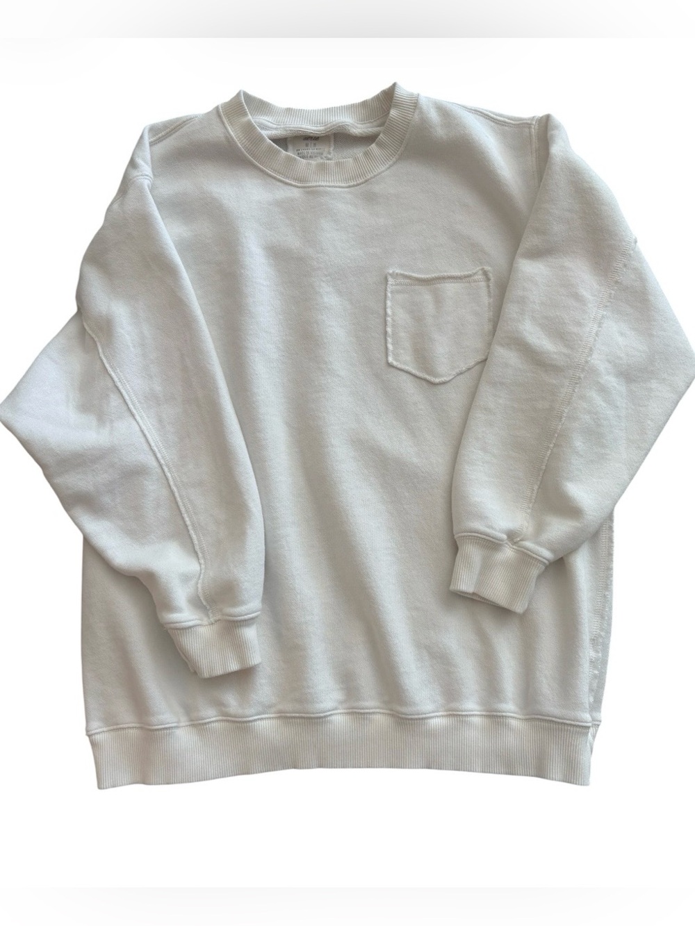 aerie White Men's Crewneck Pocket Sweatshirt